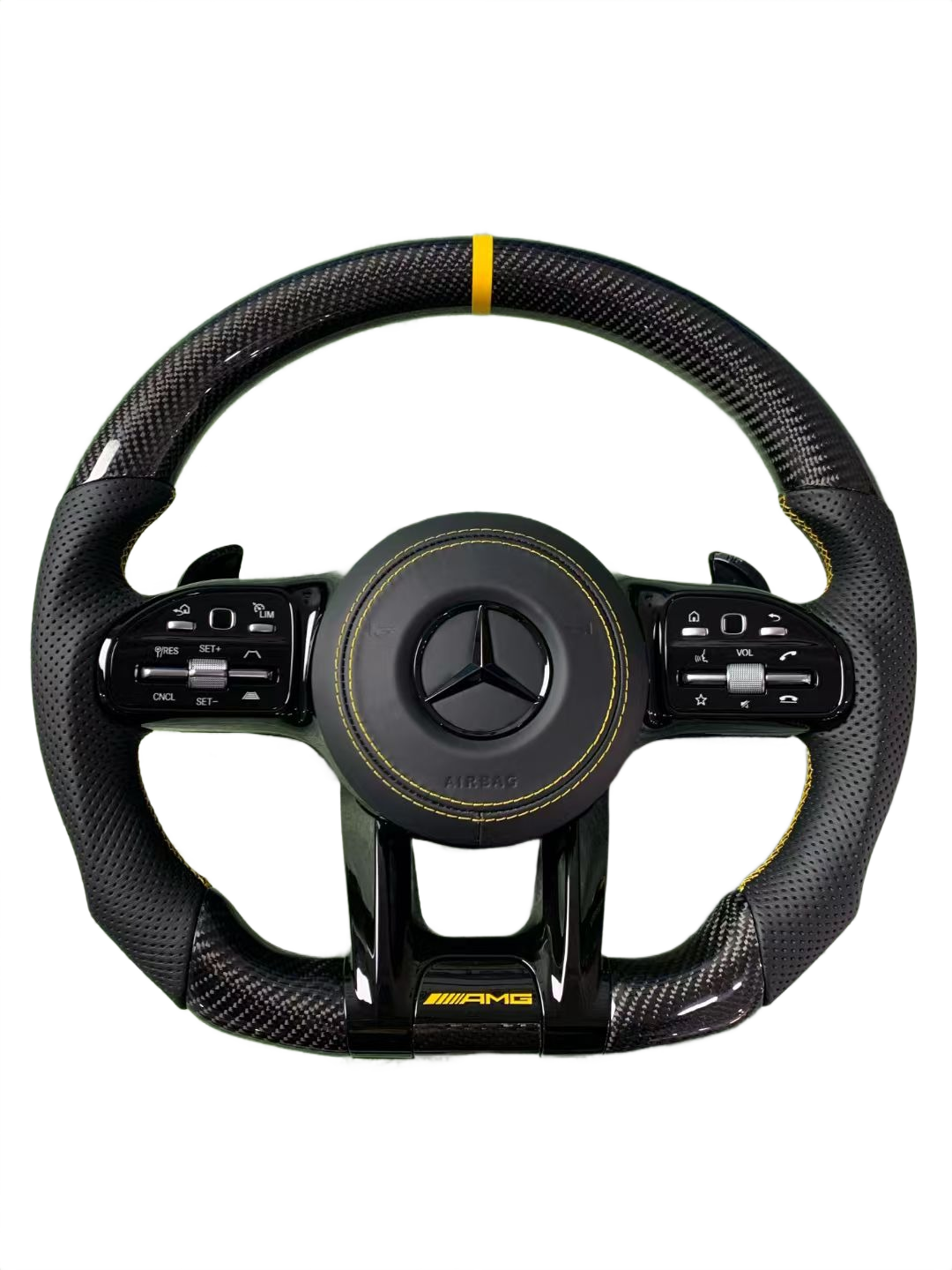 Yellow Accent | Carbon Fibre | Perforated Leather
