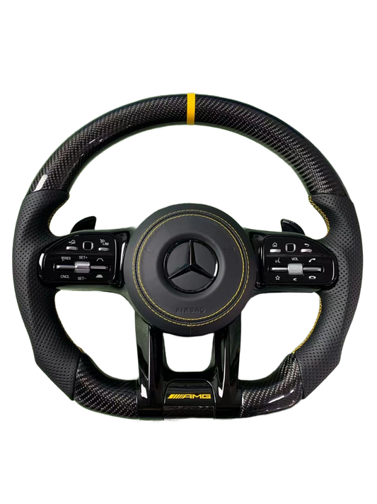Yellow Accent | Carbon Fibre | Perforated Leather