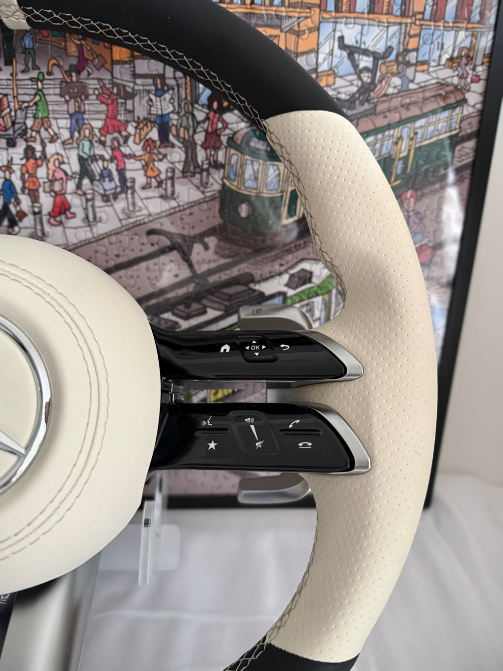 Mercedes Cream Leather Steering Wheel