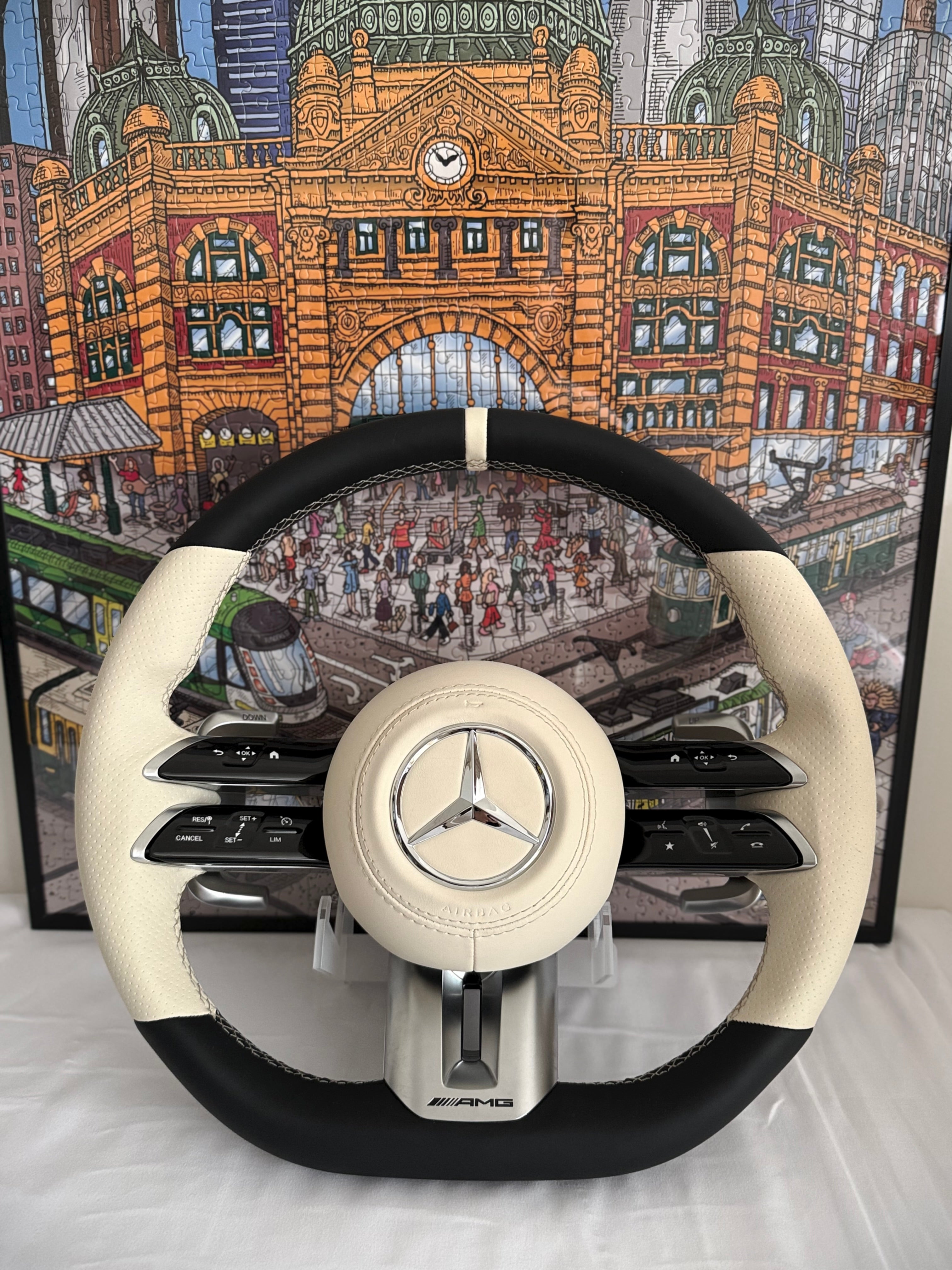 Mercedes Cream Leather Steering Wheel