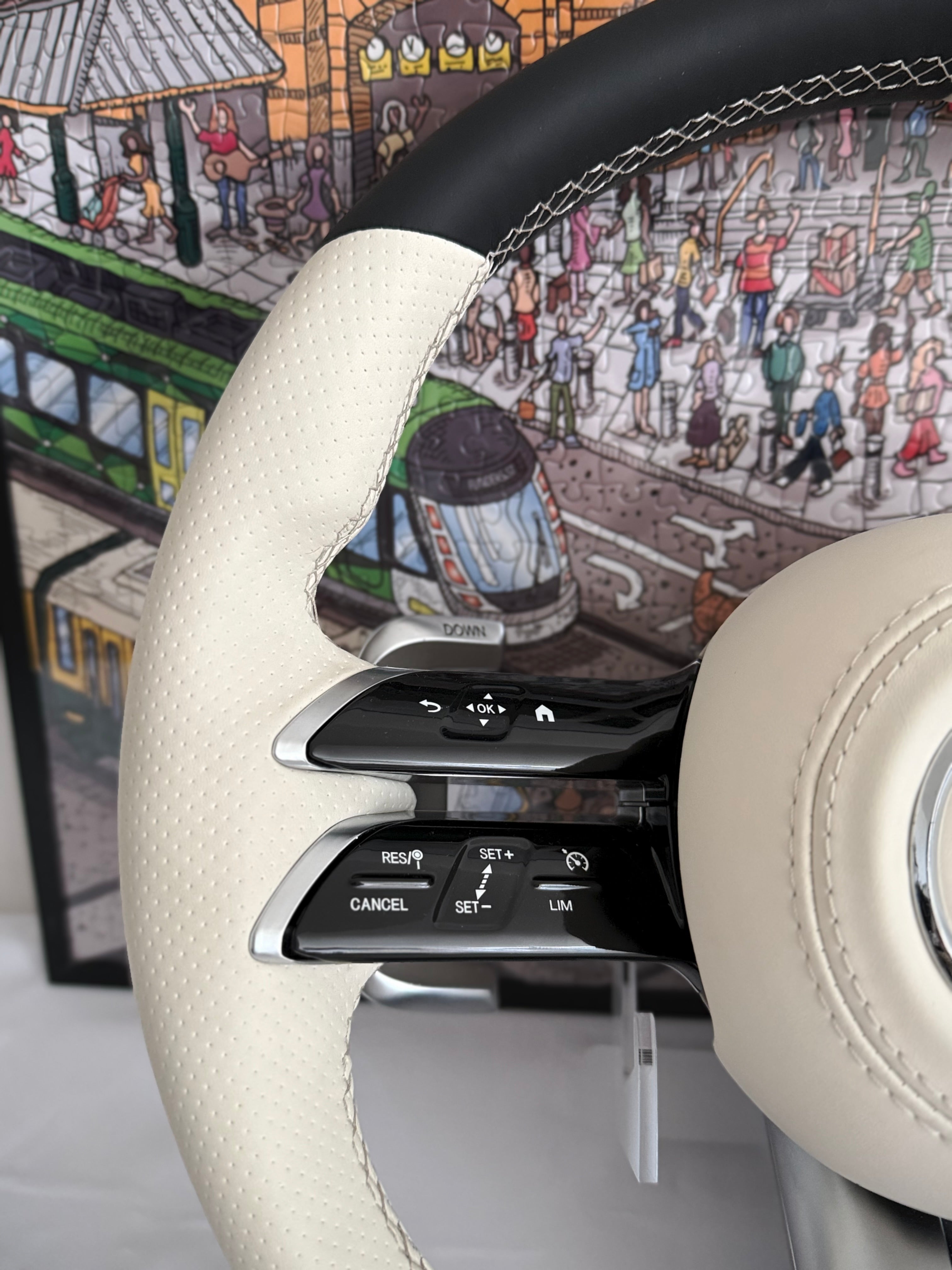 Mercedes Cream Leather Steering Wheel