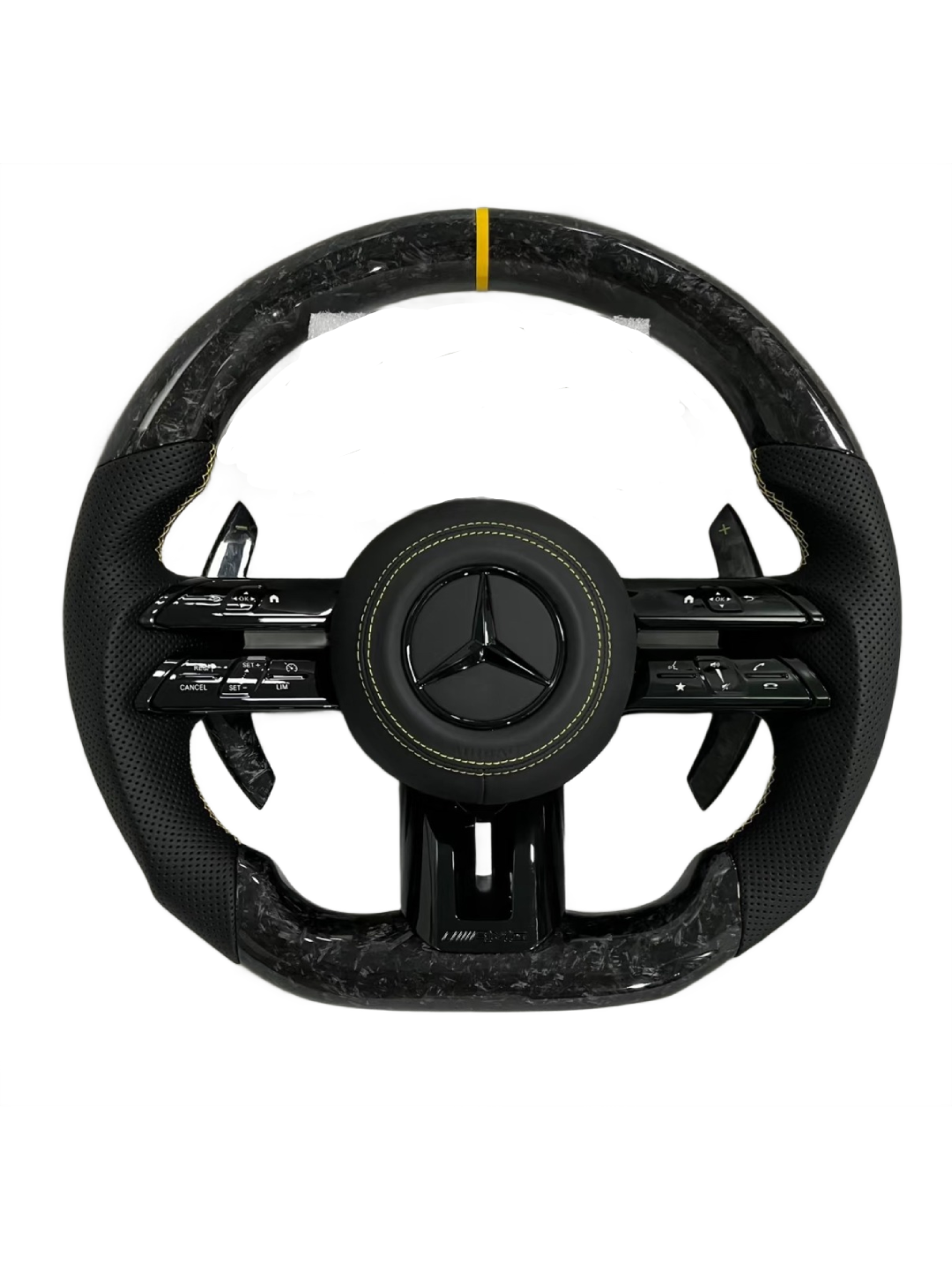 Yellow Accent | Forged Carbon | Perforated Leather