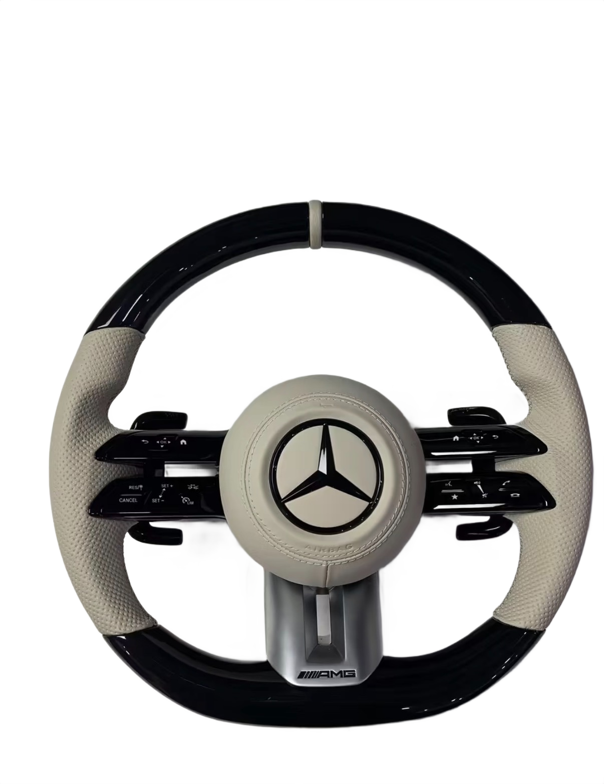 Cream Accent | Piano Black | Perforated Leather