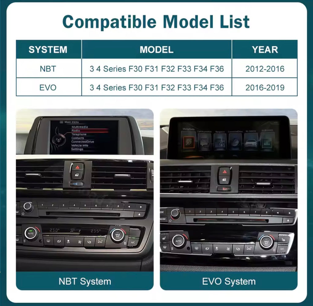 12.3” BMW 3/4 Series 2012-2019 NBT EVO