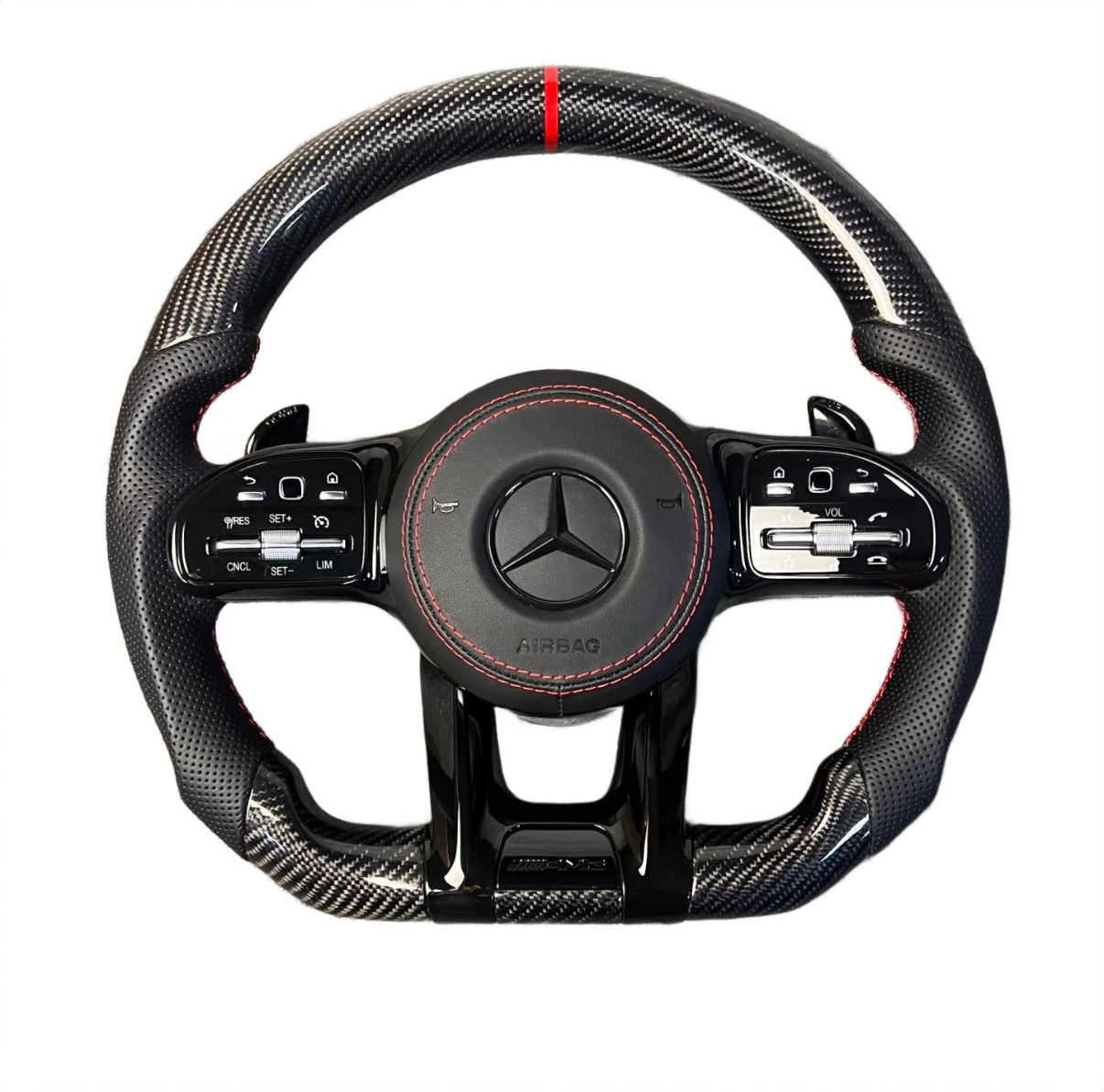 Red Accent | Carbon Fibre | Perforated Leather