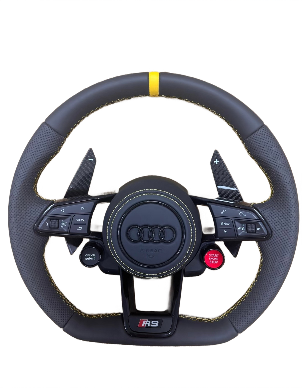 Yellow Accents | Leather | Carbon Fibre Paddle Shifters