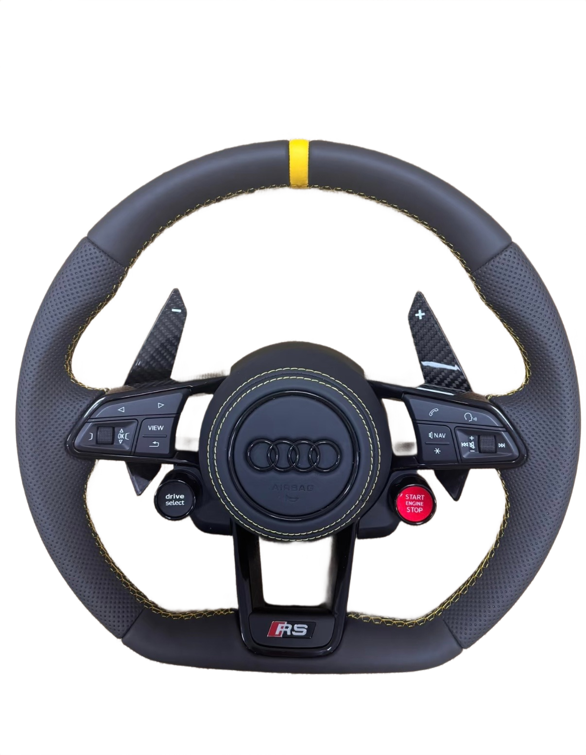 Yellow Accents | Leather | Carbon Fibre Paddle Shifters