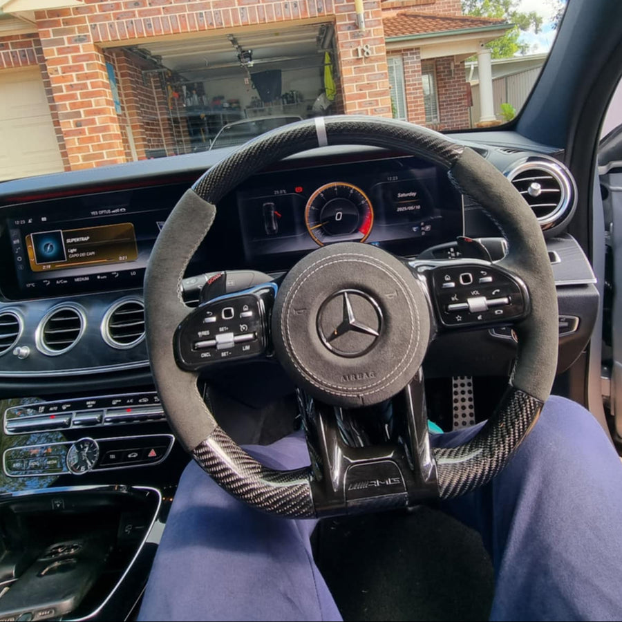 Steering wheel fitted to a 2018 Mercedes AMG E63s